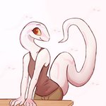 1:1 2020 albino anthro clothed clothing colubrid corn_snake cornelia_(glacierclear) digital_media_(artwork) enginetrap female fully_clothed hi_res lampropeltini orange_eyes pink_body rat_snake reptile scalie shaded shirt simple_background simple_eyes smile snake solo tail tank_top topwear white_body