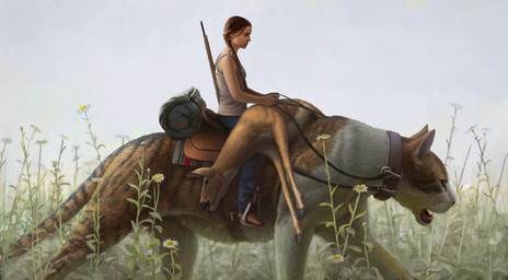 duo feral male mount reins rider riding riding_on_back saddle dane_cozens deer domestic_cat felid feline felis human mammal hi_res
