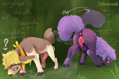 accident accidental_exposure anatomically_correct anatomically_correct_genitalia animal_genitalia animal_vulva anus blush blushing_profusely bodily_fluids body_blush breath_powers butt butt_blush dripping duo embarrassed fanning fanning_self feigning_ignorance feigning_innocence female feral feral_on_feral fuzzy genital_fluids genitals glistening glistening_anus grazing heart_pupils heart_symbol ignoring_another imminent_sex in_heat larger_female leaking_precum looking_back looking_down male male/female musk musky_anus musky_vulva nervous nervous_look nervous_sweat penis pherokinesis pheromone_breathing pheromones precum presenting presenting_anus presenting_balls presenting_hindquarters presenting_penis presenting_vulva raised_tail scent scent_play scenting shy size_difference smaller_male spread_legs spreading story_in_picture sweat sweatdrop sweaty_butt tail text thinking thought_bubble uncertain unwanted_attention unwanted_exposure vaginal_fluids vulva vulva_blush wet birbobuzzle nintendo pokemon penelope_(birbobuzzle) bovid caprine deer deerling domestic_sheep generation_5_pokemon mammal pokemon_(species) sheep winter_deerling 3:2 hi_res