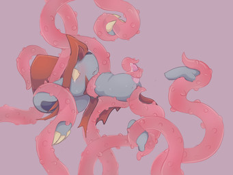 anal_prodding anthro anus blush blush_lines bodily_fluids claws erection floating_feet floating_hands fur genital_fluids genitals grey_anus grey_background grey_body grey_fur leaking_precum male male_anthro nubbed_tentacles penis pink_penis precum red_tentacles restrained restrained_by_tentacles sex side_view simple_background solo suspension sweat sweatdrop tapering_penis tears tentacle_around_penis tentacle_sex tentaclejob tentacles wearing_hat yellow_claws yellow_sclera ariarik_o0 kirby_(series) kirby_squeak_squad nintendo daroach mammal murid murine rat rodent 2021 4:3 digital_drawing_(artwork) digital_media_(artwork) hi_res