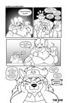 4_panel_comic :3 anthro apron bar_emanata belly bendy_straw big_belly big_breasts black_line_art blush blush_lines borderless_panel bottomwear breasts cash_register cleavage clenched_teeth clock closed_smile clothed clothing container cup dialogue drinking_straw ear_piercing ear_ring emanata eyebrow_slit eyebrow_through_hair eyebrows eyelashes eyes_closed eyewear fast_food_employee female fingernails frown fully_clothed fur gesture glasses grin group hair hand_on_cheek hands_on_hips happy hat headgear headwear holding_bag holding_container holding_cup holding_object inner_ear_fluff inner_monologue long_hair mouth_closed nails name_tag obese obese_anthro obese_female offscreen_character one_eye_closed open_frown open_mouth open_smile overweight overweight_anthro overweight_female pants paw_pose piercing pose pupils raised_tail ring_(jewelry) ring_piercing round_glasses ruff shirt size_difference smile snout speech_bubble standing surprised_expression tail talking_to_another teeth text thick_thighs thinking thought_bubble tongue topwear translucent translucent_hair trio tuft visor_cap watch waving wearing_glasses wink wristwatch nekocrispy cindy_goldheart mary_blissany domestic_cat felid feline felis mammal 2023 comic digital_media_(artwork) end_page english_text greyscale hi_res monochrome url
