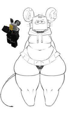 anthro big_butt bottom_heavy bottomwear breasts butt clothing femboy footwear genitals hoodie looking_at_viewer male paper penis roblox_skin silly silly_face skirt small_penis socks solo standing tail thick_thighs topwear wide_hips 4_pung004 roblox fan_character mammal mouse murid murine robloxian rodent hi_res