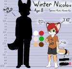 2013 5_toes absurd_res age_(disambiguation) age_difference anthro arctic_fox arms_by_side barefoot bent_arm biped black_body black_fur bottomwear brown_body brown_fur canid canine character_name chart check_mark child clothed clothing color_swatch contextual_arrow dipstick_ears directional_arrow duo ear_markings english_text feet fennec_fox footwear fox fur fur_markings gloves_(marking) green_eyes hair hand_on_hip hand_on_own_hip height_chart hi_res holding_hips hybrid imperial_unit information_label khaimera larger_male leg_markings looking_at_viewer male mammal markings model_sheet multicolored_body multicolored_ears multicolored_fur number older_male pants red_hair shirt shoes shorts simple_background size_difference smaller_male smile socks_(marking) solo_focus species_name standing straight_arm straight_legs tan_body tan_fur text toes topwear true_fox unit white_body white_fur winter_nicolau young young_anthro younger_male