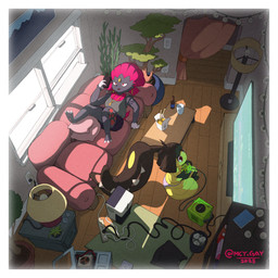 anthro arm_tattoo breasts cellphone chinese_takeout_container clothed clothing computer crossed_legs dappled_light duo ear_piercing ear_ring electronics female flat_screen_television fully_clothed furniture gaming high-angle_view house_plant inside jewelry leg_tattoo living_room looking_at_object looking_at_phone looking_at_screen panties phone piercing plant plant_pot playing_video_game pokemorph potted_plant power_strip reclining red_eyes ring_piercing small_breasts smartphone sofa string_lights tattoo television topless topless_female underwear sunny_(artist) gamecube nintendo pokemon super_smash_bros. felid feline generation_3_pokemon generation_4_pokemon humanoid mammal mawile pokemon_(species) weavile 1:1 2025 detailed hi_res trans_(lore) trans_woman_(lore)
