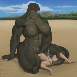 abs anal anal_orgasm anal_penetration anthro big_breasts biped bodily_fluids breasts clothed clothing cum cum_while_penetrated detailed_background duo ejaculation facesitting featureless_breasts female genital_fluids genitals glistening glistening_body hands-free human_on_anthro interspecies male male/female male_penetrated muscular muscular_female nude orgasm outside penetration sex sitting sitting_on_another tail tail_fetish tail_in_ass tail_insertion tail_play tail_sex thick_thighs tongue tongue_out vulva goldcrustedchicken human komodo_dragon lizard mammal monitor_lizard reptile scalie absurd_res hi_res
