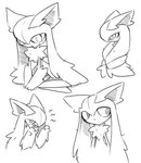 armor big_eyes big_head biped female fluffy fuzzy growling hair headgear helmet long_hair round_head sitting small_mouth solo thin_legs sinfrou nintendo pokemon generation_3_pokemon humanoid kirlia pokemon_(species) absurd_res hi_res monochrome sketch