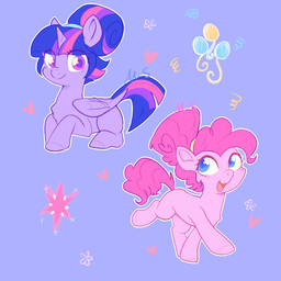 chest_tuft cutie_mark duo female feral hair heart_symbol hooves horn ponytail smile smiling_at_viewer tuft wings meteor_s friendship_is_magic hasbro my_little_pony mythology pinkie_pie_(mlp) twilight_sparkle_(mlp) earth_pony equid equine horse mammal mythological_creature mythological_equine pony winged_unicorn 1:1 hi_res