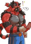 anthro biceps fur male muscular muscular_anthro muscular_male pecs solo vein veiny_muscles asiahao520 nintendo pokemon generation_7_pokemon incineroar pokemon_(species) absurd_res hi_res