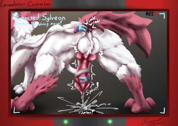 anal_wink anus aroused balls big_balls bodily_fluids cum cumshot ejaculation electronics erection feral fur genital_fluids genitals knot male masturbation monitor pokedex recording shaking shivering solo spread_anus spread_legs spreading standing tail text galma cocktober nintendo pokemon eeveelution generation_6_pokemon pokemon_(species) sylveon 2025 absurd_res comic hi_res signature url