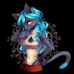 anthro black_body black_fur blue_hair blue_nose breasts female fur hair looking_at_viewer simple_background solo transparent_background yellow_eyes moenkin domestic_cat felid feline felis mammal 1:1 alpha_channel