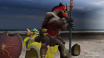 abdominal_bulge anal anthro beach beard bodily_fluids cum cum_inflation cum_inside duo facial_hair genital_fluids inflation male male/male mars melee_weapon muscular muscular_male polearm seaside shield spear tattoo weapon yellow_body xedit dota valve elder_titan_the_worldsmith humanoid 16:9 3d_(artwork) animated digital_media_(artwork) hi_res high_framerate huge_filesize long_playtime no_sound webm widescreen