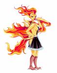 2017 anthro anthrofied artsyrobo avian barefoot biped bottomless breasts claws clothed clothing digital_drawing_(artwork) digital_media_(artwork) feet female fire flaming_hair flaming_tail flaming_wings fuega_(velociripper) generation_1_pokemon hi_res legendary_pokemon maid_uniform moltres nintendo non-mammal_breasts pokemon pokemon_(species) pokemorph pose pseudo_hair side_boob solo standing tail toe_claws toes topless uniform wings