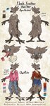 anthro clothed clothing female multiple_poses nude pose solo text hr_bananabird fleek_feather apostlebird avian bird corcoracidae corvid oscine passerine absurd_res english_text hi_res model_sheet