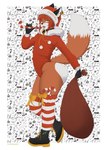 abstract_background anthro bell bell_collar bent_leg big_butt biped black_body black_fur boots bottomless bottomless_anthro bottomless_male butt candy candy_cane christmas_clothing christmas_headwear clothed clothing collar costume dessert dipstick_tail ear_piercing femboy food footwear fur hair hat headgear headwear holding_bag holding_object holidays inner_ear_fluff leg_warmers legwear long_tail looking_at_viewer male markings medium_hair multicolored_body multicolored_fur open_mouth orange_body orange_fur piercing pose red_clothing red_hair red_topwear santa_costume santa_hat seductive shoes side_view solo tail tail_markings tongue tongue_out topwear tuft white_body white_fur yellow_eyes vikifox christmas thotfox viki_(vikifox) canid canine fox mammal 2019 absurd_res artist_name colored hi_res