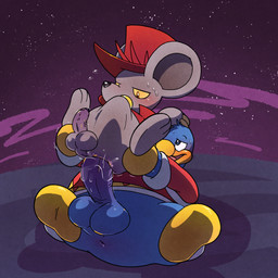 abdominal_bulge anal anal_penetration anus balls big_penis bodily_fluids clothing duo genitals hat headgear headwear huge_penis male male/male penetration penis penis_size_difference ridiculous_fit size_difference sweat argon_vile kirby_(series) kirby_squeak_squad nintendo daroach king_dedede avian bird mammal mouse murid murine penguin rodent 1:1 hi_res