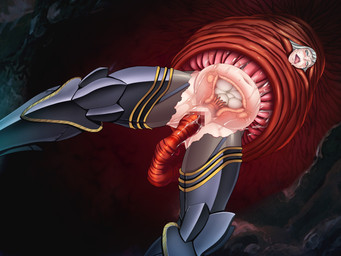 armor bdsm bondage bound captured egg egg_insertion female internal not_furry oviposition ovipositor penetration solo tentacles uterus vaginal vaginal_penetration unknown_artist human mammal 4:3