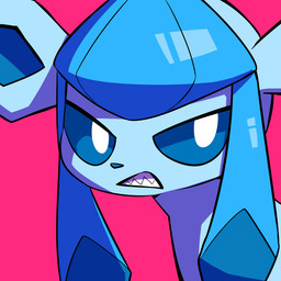 ambiguous_feral ambiguous_gender angry big_eyes blue_eyes blue_nose clenched_teeth feral frown looking_at_viewer pink_background scowl sharp_teeth simple_background solo teeth toony makotoo nintendo pokemon eeveelution generation_4_pokemon glaceon pokemon_(species) 1:1 2017 flat_colors headshot_portrait icon portrait reaction_image