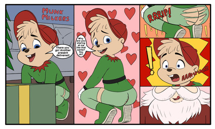 anthro border butt clothing costume dialogue holidays kneeling male male/male text white_border young young_male mistzz alvin_and_the_chipmunks alvin_and_the_chipmunks_(1983) christmas alvin_seville chipmunk ground_squirrel mammal rodent sciurid comic english_text hi_res