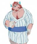 5_fingers anthro beard big_muscles biped blue_eyes body_hair clothed clothing cute_fangs facial_hair fangs fingers fur hair hand_wraps horn humanoid_hands kemono looking_at_viewer male musclegut muscular muscular_anthro muscular_male overweight overweight_anthro overweight_male pink_body pink_skin red_body red_fur red_hair robe simple_background snout solo teeth white_background wraps train-u train_(artist) lifewonders tokyo_afterschool_summoners chernobog_(tas) bear mammal 2018