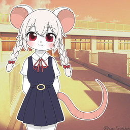 anthro braided_hair clothing female hair pigtails school school_uniform solo uniform kawaiirosiechan mammal murid murine rat rodent 1:1 absurd_res hi_res
