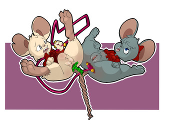 abdominal_bulge accessory anal anal_penetration anthro anus biped black_clothing black_nose black_shirt black_topwear blue_eyes bottomless bottomless_female bow_ribbon clothed clothing coat duo entwined_tails female female/female flail fur genitals grey_hair hair hair_accessory hair_bow hair_ribbon head_tuft humanoid_genitalia humanoid_vulva improvised_sex_toy legs_up looking_pleasured lying melee_weapon notched_ear on_back one_eye_closed open_mouth penetration pink_nose red_clothing red_coat red_shirt red_topwear ribbons sex sex_toy shirt short_hair simple_background tail tail_coil teeth tongue tongue_out topwear toying_partner tuft vulva weapon white_body white_fur nanuna backpack_hero mina_the_hollower yacht_club_games mina_(mina_the_hollower) purse_(backpack_hero) mammal mouse murid murine rat rodent 2026