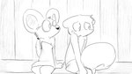 16:9 animal_crossing anthro biped blush dragonweirdo duo eyewear female frown fur glasses hi_res male mammal marshal_(animal_crossing) monochrome mouse murid murine nintendo petri_(animal_crossing) rodent sciurid sitting tail towel tree_squirrel widescreen