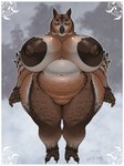 anthro areola beak belly big_areola big_breasts big_nipples breasts claws dark_areola dark_nipples feathers featureless_crotch feet female huge_areola huge_breasts huge_hips huge_nipples huge_thighs hyper hyper_areola hyper_nipples montgomery_glands multicolored_body multicolored_feathers navel nipples overweight overweight_anthro overweight_female solo talons thick_nipples thick_thighs toes venus_figure wide_hips dizzyknight avian bird owl 3:4 absurd_res digital_media_(artwork) hi_res