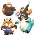 anthro belly blush carrying_another clothing embarrassed fur grey_body grey_fur group hug kigurumi male male/male melee_weapon nude onesie orange_body orange_fur overweight piggyback shield sword tail weapon kemonuo novembe41511045 mythology tamacolle harima iyo_(tamacolle) oumi_(tamacolle) canid canine canis cetacean domestic_dog dragon fox mammal marine mythological_creature mythological_scalie scalie