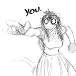 1:1 american_opossum anthro dialogue english_text eyewear female gesture glasses hand_gesture hi_res hladilnik mammal marsupial marylin_(hladilnik) monochrome pointing reaction_image sketch solo text wide_eyed