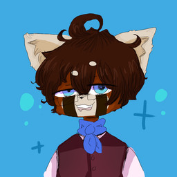 anthro ascot blue_eyes bubble clothed clothing drunk drunk_bubble eyewear glasses hair male solo substance_intoxication young young_anthro blutep_(artist) xelidayne ailurid mammal 1:1