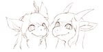 anthro broken_horn cute_fangs duo fangs female horn inner_ear_fluff looking_at_viewer teeth tuft aishasoup mythology kyisha raimia dragon mythological_creature mythological_scalie scalie brown_and_white headshot_portrait hi_res monochrome portrait sketch