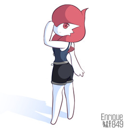 athletic_wear chibi clothing female hair not_furry rear_view red_eyes red_hair shirt simple_background solo tank_top topwear white_background enrique849 nintendo pokemon gardevoir generation_3_pokemon pokemon_(species) 2021 absurd_res hi_res signature