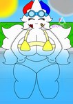 anthro bandage big_breasts bikini bikini_bottom bikini_top breasts clothing female huge_breasts pool solo swimwear two-piece_swimsuit white_body wings novice_sfw nintendo pokemon elizabeth_(novice_sfw) generation_4_pokemon pokemon_(species) togekiss hi_res