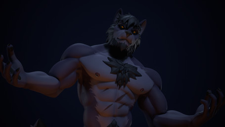 abs anthro beard biceps black_beard black_facial_hair black_hair black_sclera body_hair chest_hair countershade_face countershade_torso countershading facial_hair fur grey_body grey_countershading hair male muscular muscular_anthro nipple_piercing nipple_ring nipples orange_eyes pecs piercing ring_piercing scar simple_background solo pawmakelove ronin_(innovator_aegis) canid canine canis mammal wolf 16:9 3d_(artwork) 4k absurd_res blender_(artwork) digital_media_(artwork) hi_res widescreen