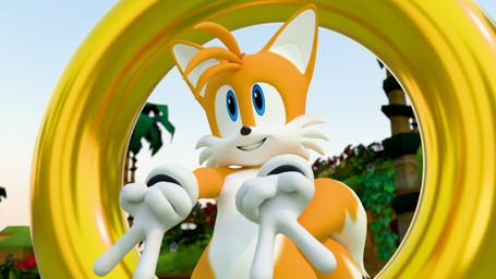 anthro blue_eyes clothing double_v_sign fur gesture gloves green_hill_zone hand_gesture handwear male multicolored_body multicolored_fur outside smile solo two_tone_body two_tone_fur v_sign white_body white_fur yellow_body yellow_fur twintails3d sega sonic_the_hedgehog_(series) miles_prower canid canine fox mammal red_fox true_fox 16:9 2025 3d_(artwork) 4k absurd_res digital_media_(artwork) hi_res widescreen