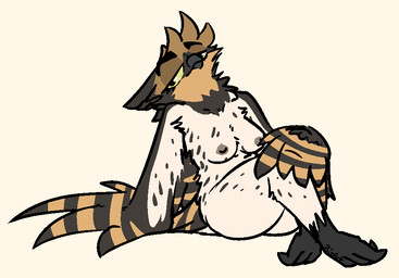 anthro beak bedroom_eyes breasts butt crossed_legs eyebrows eyelashes feathered_wings feathers female fur half-closed_eyes looking_at_viewer narrowed_eyes nipples non-mammal_breasts non-mammal_nipples nude nude_anthro nude_female pose presenting presenting_breasts seductive semi-anthro smile solo tail text thick_thighs wings bizart elaine_(bizart) avian bird owl pygmy_owl true_owl 2025 aliasing digital_media_(artwork) pinup