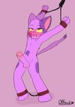 ankles_tied anthro blush bound fur genitals hands_tied heart_pupils humanoid_genitalia humanoid_penis looking_pleasured male penis pink_background pupils purple_body purple_eyes purple_fur red_pupils simple_background solo yellow_sclera dblack animal_crossing nintendo bob_(animal_crossing) domestic_cat felid feline felis mammal absurd_res hi_res