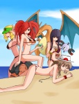 alcohol anthro beach beverage big_breasts bikini black_hair blonde_hair breasts clothed clothing cocktail cutlery detailed_background female group gym_leader hair hat headgear headwear human_focus kitchen_utensils martini membrane_(anatomy) membranous_wings not_furry_focus orange_body orange_skin outside red_hair sand seaside skimpy sky spoon swimwear tools two-piece_swimsuit wings manhunterj mythology nintendo pokemon domino_(pokemon) flannery_(pokemon) leaf_(pokemon) sabrina_(pokemon) charizard dragon generation_1_pokemon generation_3_pokemon human magnemite mammal mythological_creature mythological_scalie pokemon_(species) scalie torkoal absurd_res hi_res