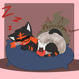 big_diaper bodily_noises clothed clothing diaper feces feral male pooping sleep_pooping sleeping soiled_diaper soiling soiling_diaper solo stink_fumes unclean_diaper used_diaper using_diaper wearing_diaper sinningsneasel nintendo pokemon generation_7_pokemon litten pokemon_(species) 1:1 hi_res