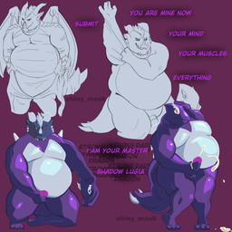 2_horns anthro black_sclera blue_body bodily_fluids bound chin_spikes clothing cum ejaculation encasement facial_spikes genital_fluids genitals hair horn hypnosis hypnotic_eyes internal_dialogue latex latex_clothing latex_skinsuit latex_transformation male masturbation mind_control multicolored_body musclegut muscular overweight overweight_male penis ringed_eyes scales simple_background skinsuit spikes spikes_(anatomy) stroking_penis suit_transformation suiting suiting_up text tight_clothing transformation ventral_scales white_hair wings yellow_eyes shiny_mask mythology nintendo pokemon wikiwarrior dragon generation_3_pokemon legendary_pokemon mythological_creature mythological_scalie pokemon_(species) scalie shadow_lugia shadow_pokemon 1:1 2024 english_text hi_res