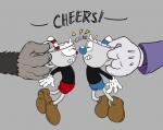 black_body black_fur bottomwear clothed clothing dialogue fleischer_style_toon for_a_head fur gloves group handwear male shorts size_difference smaller_male text toony toxic-boner cuphead_(game) cuphead_(character) king_dice mugman the_devil_(cuphead) animate_inanimate object_head english_text brother_(lore) brothers_(lore) sibling_(lore)