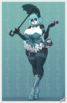 5_fingers absolute_territory abstract_background accessory alternative_fashion anthro armwear big_breasts black_body black_fur black_lips blue_eyes blue_hair bone boots bottomwear breasts candy cleavage cleavage_overflow clothed clothing collar corset dancewear dessert dress elbow_gloves eyelashes female fingers fishnet_armwear fishnet_clothing fishnet_legwear flower food footwear fur garter_straps gloves goth gothic_lolita green_eyes hair hair_accessory hairband handwear heart_symbol high_heeled_boots high_heels holding_candy holding_food holding_lollipop holding_object huge_breasts humanoid_face inner_ear_fluff j-fashion legwear lidded_eyes lingerie lips lock lolita_(fashion) lollipop looking_at_viewer padlock parasol pattern_background petticoat plant platform_footwear platform_heels purse rose_(flower) shoes simple_background skirt skull solo standing stockings thigh_highs topwear tuft tutu white_body white_fur zipper skecchiart belinda_(skecchiart) bear giant_panda mammal 2020 absurd_res hi_res signature