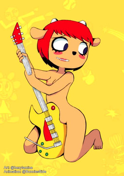 anthro black_nose blush blush_stickers breasts convenient_censorship electric_guitar female fur grinding guitar hair horn masturbation musical_instrument nipples nude orange_body orange_fur plucked_string_instrument red_hair simple_background small_breasts solo string_instrument text yellow_background beachside_bunnies hexxylamine parappa_the_rapper sony_corporation sony_interactive_entertainment um_jammer_lammy lammy_lamb bovid caprine mammal sheep 2019 2d_animation animated loop motion_tweening no_sound short_playtime video