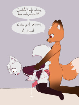abdominal_bulge anal anal_penetration animal_genitalia animal_penis anthro arm_pull balls big_balls big_penis black_body bodily_fluids brown_eyes canine_genitalia canine_penis clothed clothing cum dialogue dress duo erection femboy fluffy fluffy_tail from_behind_position fucked_silly fur genital_fluids genitals hair huge_balls huge_penis kneeling knot knot_prodding large_penetration legwear maid_uniform male male/male male_penetrated male_penetrating male_penetrating_male nude open_mouth orange_body orange_fur penetration penile penile_penetration penis precum prison_guard_position purple_clothing red_eyes sex simple_background size_difference smaller_penetrated smile speech_bubble stockings tail text thick_thighs thigh_highs tongue topwear uniform white_body white_fur white_hair rexanimations canid canine canis fox mammal wolf absurd_res digital_drawing_(artwork) digital_media_(artwork) english_text hi_res shaded
