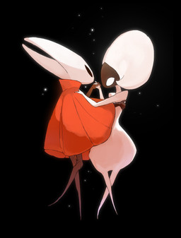 anthro biped black_background black_body black_eyes cloak clothing duo empty_eyes eye_contact female female/female hand_holding holding_partner looking_at_another looking_at_partner mouthless on_one_leg red_cloak red_clothing side_view simple_background standing white_body white_eyes justdog hollow_knight:_silksong hollow_knight_(franchise) team_cherry hornet_(hollow_knight) lace_(hollow_knight:_silksong) arthropod humanoid insect 2025 digital_drawing_(artwork) digital_media_(artwork) hi_res