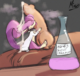 animal_genitalia bedroom_eyes bodily_fluids bodyjob clothed clothed_feral clothing coat cum cum_drip dripping ejaculation fellatio female feral genital_fluids genitals knot knotted_penis lab_coat laboratory licking male male/female musk musky_penis narrowed_eyes oral penile penis penis_lick scent_play seductive sex sheath simple_background size_difference size_play tongue tongue_out tongue_out_fellatio topwear minzylab42 nintendo pokemon generation_1_pokemon pokemon_(species) rattata