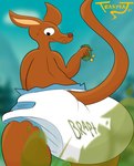 anthro clean_diaper clothed clothing diaper diaper_fetish diaper_only fart fart_fetish male solo tail topless wearing_diaper teasyrat the_moomins sniff_(moomin) kangaroo macropod mammal marsupial digital_media_(artwork) hi_res