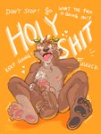 ahegao anthro balls big_balls big_penis black_pawpads bodily_fluids body_hair brown_body brown_fur chest_hair chest_tuft cum drooling encouragement feet front_view fur genital_fluids genitals gooning heart_eyes heart_symbol humanoid_feet humanoid_genitalia humanoid_penis looking_pleasured male masturbation mind_break mind_control motion_outline nude open_mouth open_smile orange_background pawpads paws penile penile_masturbation penis pink_pawpads plantigrade precum profanity saliva shaking shivering simple_background smile solo text tongue tongue_out tuft tischotter tisch mammal mustelid otter 2023 3:4 english_text hi_res