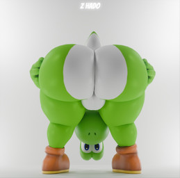 anthro backsack balls big_butt blue_eyes brown_clothing brown_footwear brown_shoes butt clothing footwear footwear_only genitals green_body green_scales looking_back looking_through looking_through_legs male mostly_nude non-mammal_balls rear_view scales shoes shoes_only simple_background small_tail solo tail thick_thighs white_background z_hado mario_bros nintendo yoshi_(character) green_yoshi scalie yoshi 2026 3d_(artwork) digital_media_(artwork) english_description hi_res