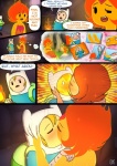 adventure_time anus backpack bag blonde_hair blush cartoon_network clothing comic cubby_chambers duo english_text feet female finn_the_human fire flambo flame_princess genitals hair human humanoid kissing male male/female mammal not_furry open_mouth pussy text